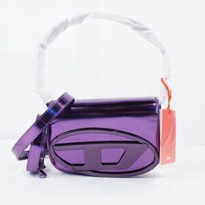 Diesel 1DR Top Handle Shoulder Bag In Purple Mirrored Leather - NWT & Dust Bag